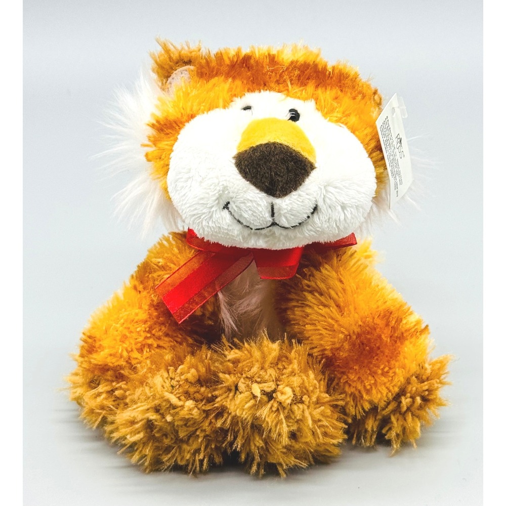 Russ Berrie Roarrie Lion Plush Red Ribbon Tags 6 inch Stuffed Animal